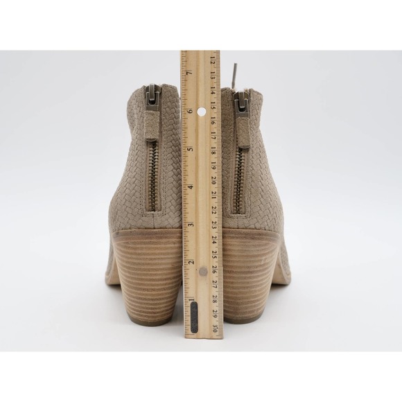 Eileen Fisher Booties Womens 8.5 Beige Suede Lace Up Peep Toe Cuban Ankle Boot - Picture 9 of 11